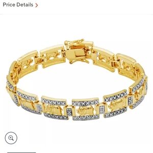18K Gold Plated Diamond Accent Elephant Bracelet